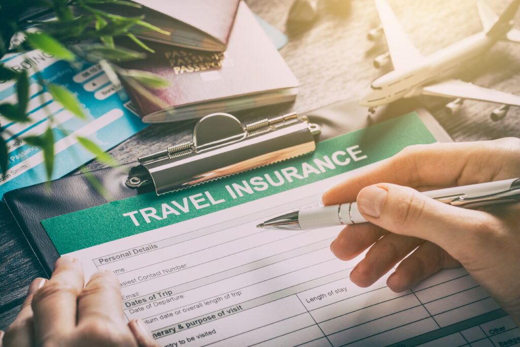 Travel insurance safe background.