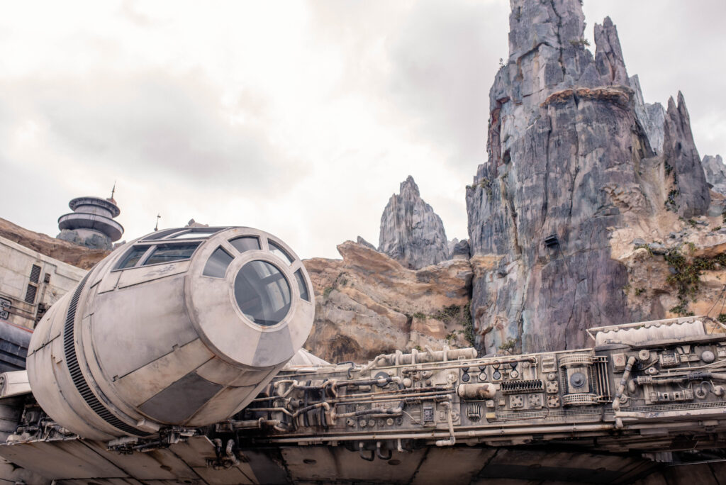 A spaceship a rock formation in universal studios orlando florida united states