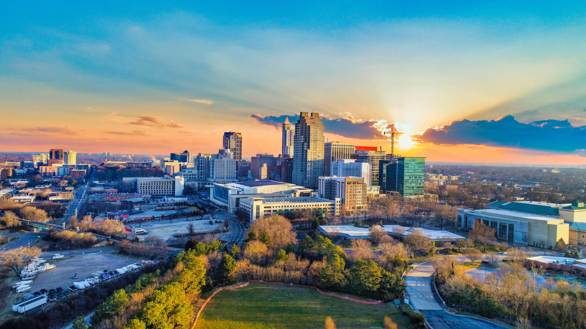 Downtown Raleigh, North Carolina, USA Skyline Aerial