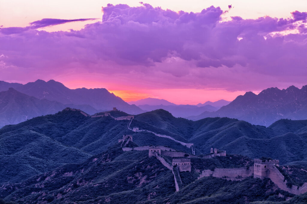 greatwall,the landmark of china,with sunset skyline