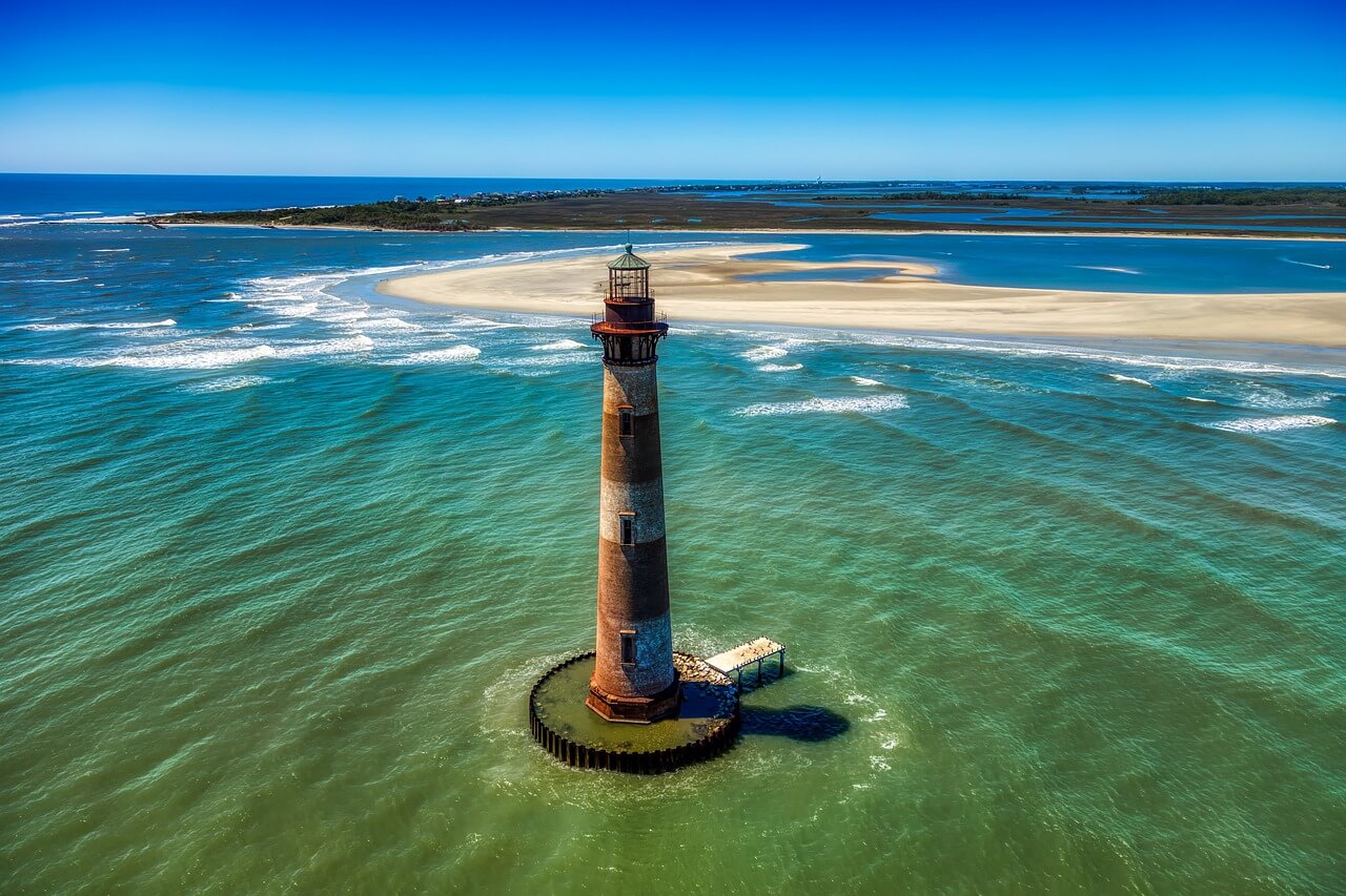 morris island, lighthouse, landmark