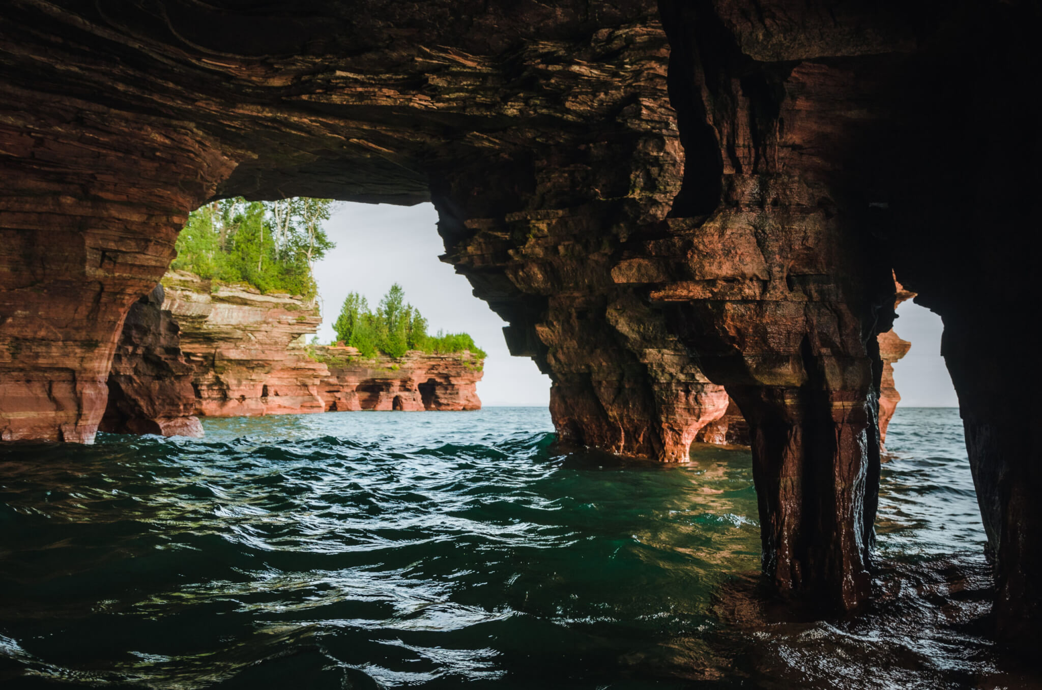 Sea cave at Devils Island at Apostle Islands, Wisconsin
