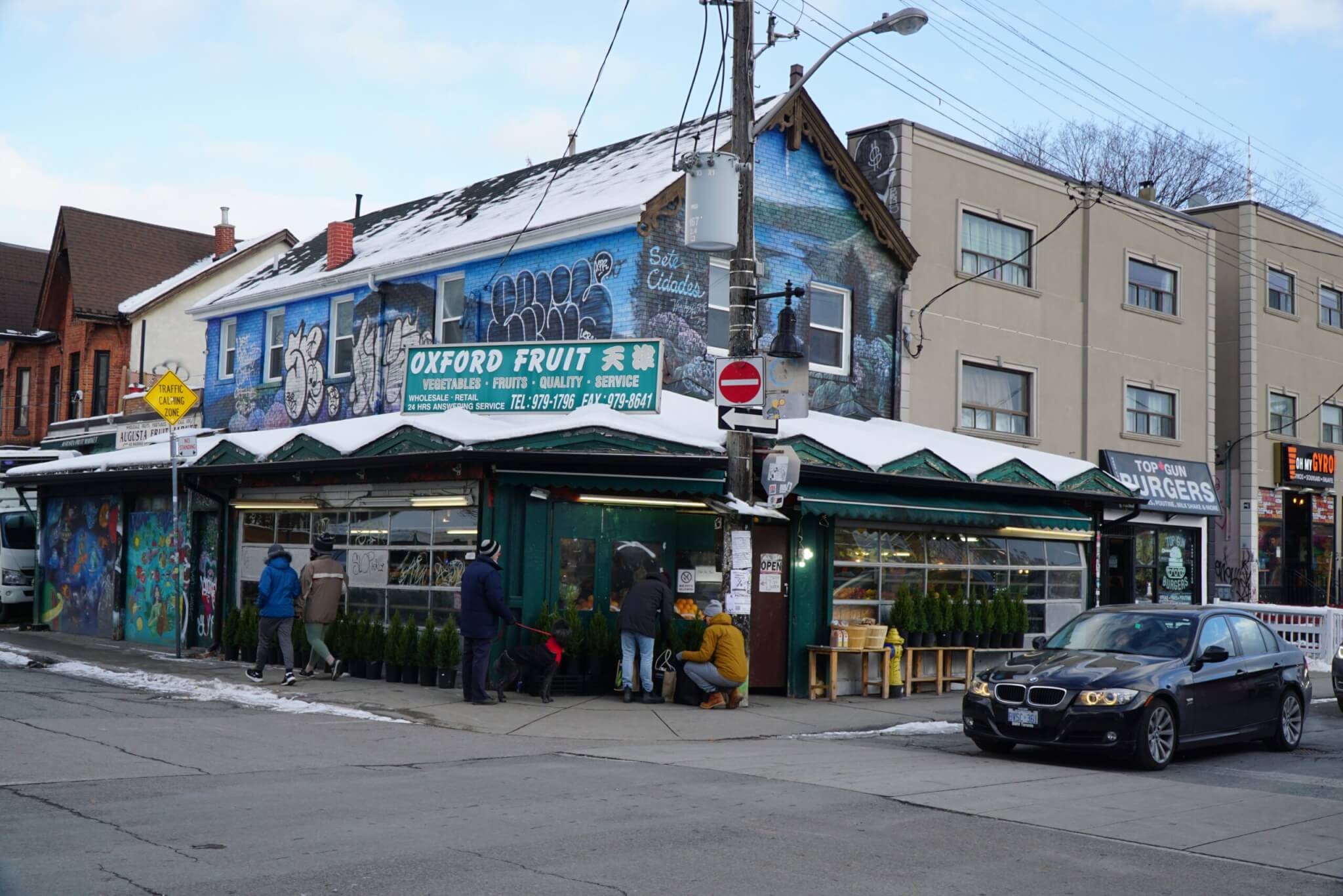 Shot of the Oxford Fruit Market located in Kensington Market, Toronto