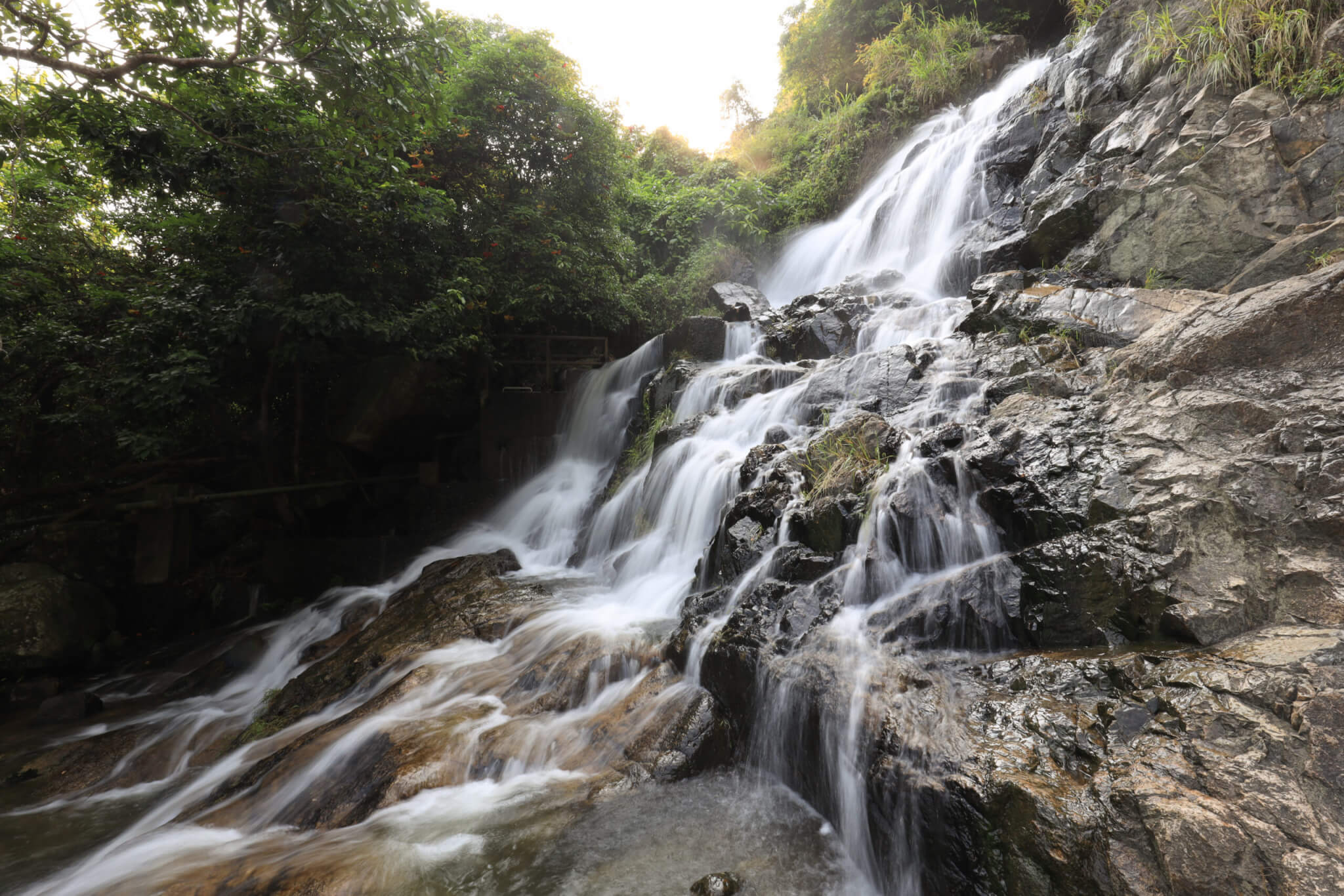 water flow at the main fall of the Silvermine Waterfalls on the Lantau 23 July 2021