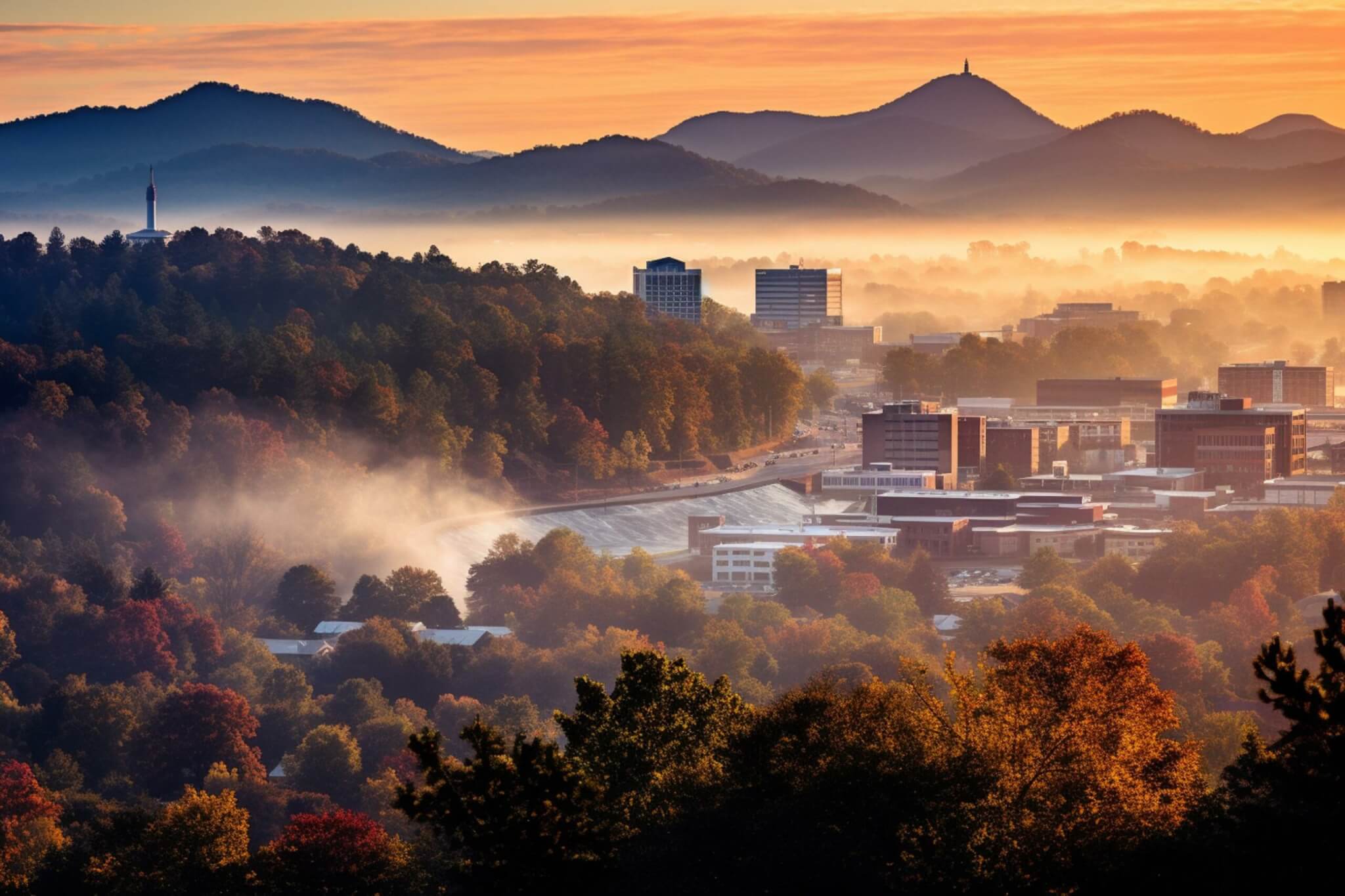 a picturesque city in the Appalachian Mountains of North Carolina. Generative AI