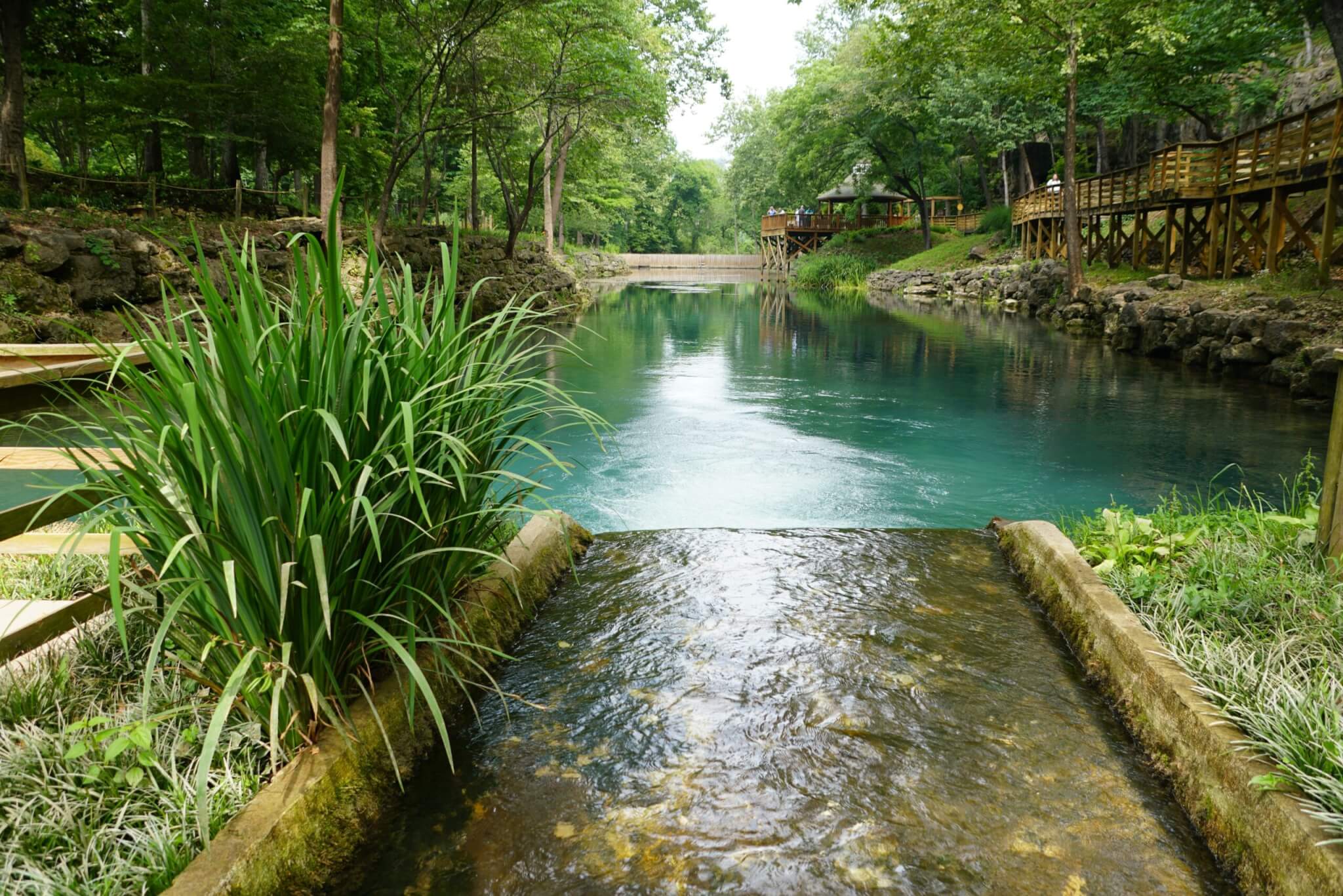 Beautiful blue water of a natural spring near Blue Spring Heritage Center, Eureka Springs, Arkansas, U.S