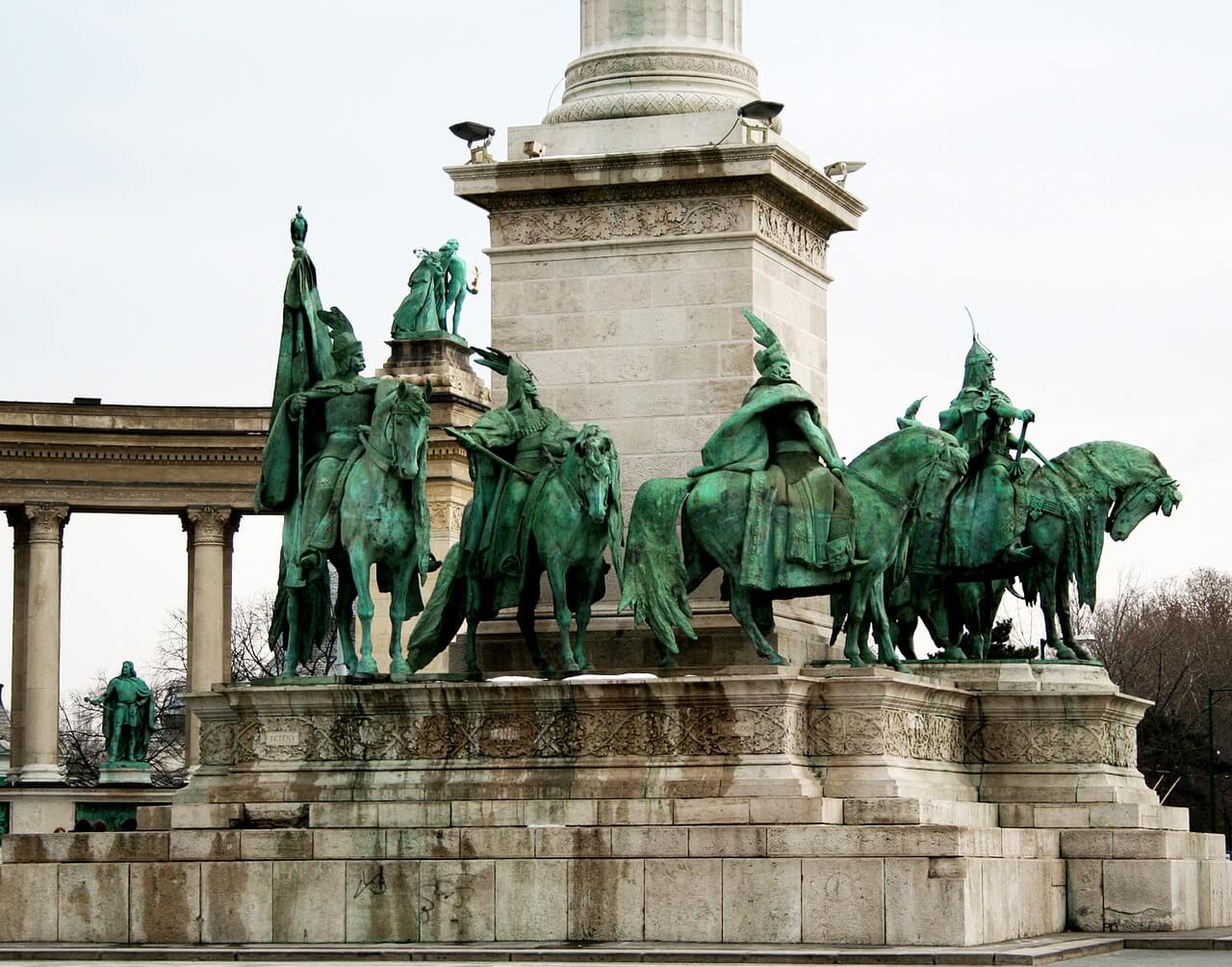 budapest hungary, heroes square, statures