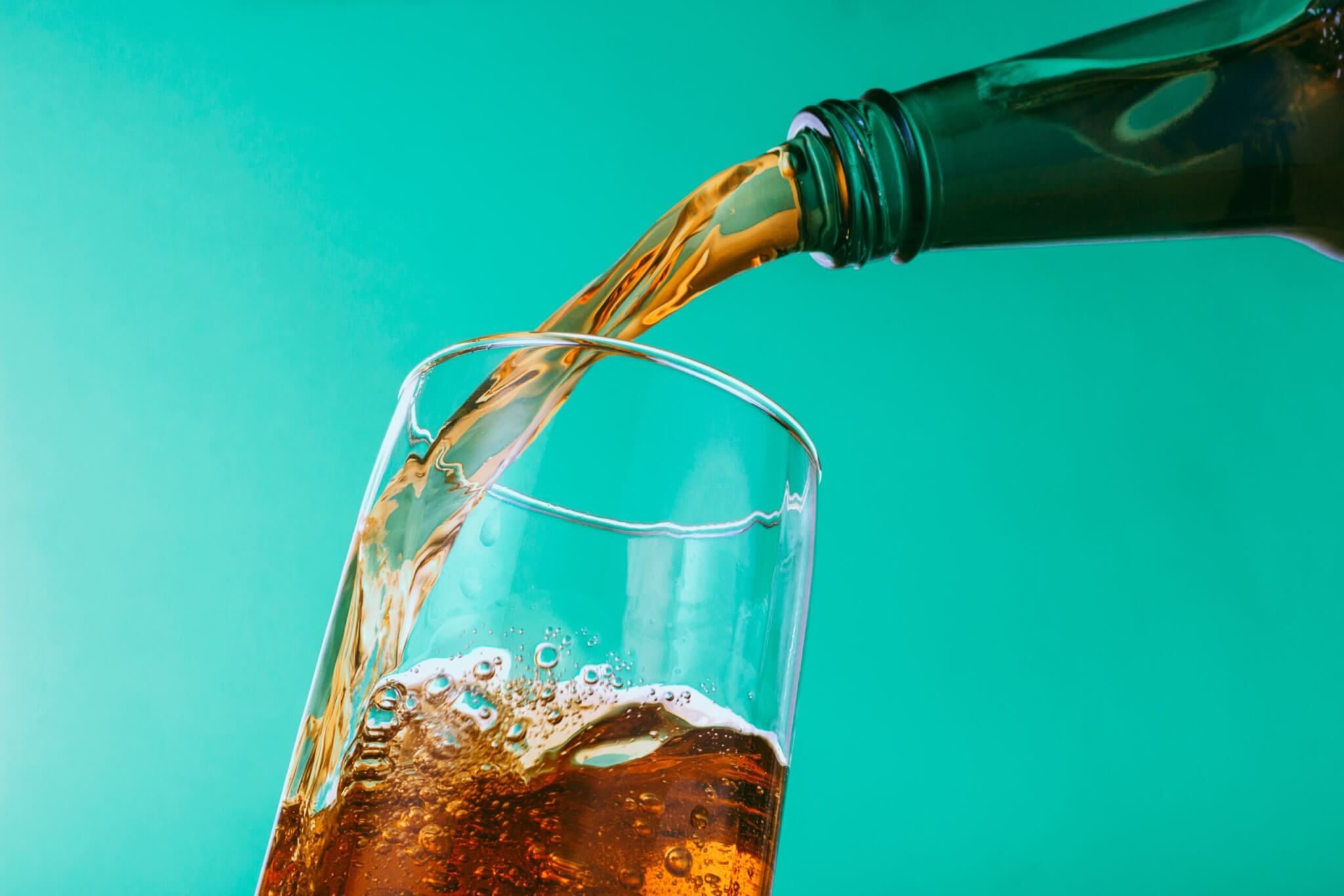 drink poured in clear drinking glass