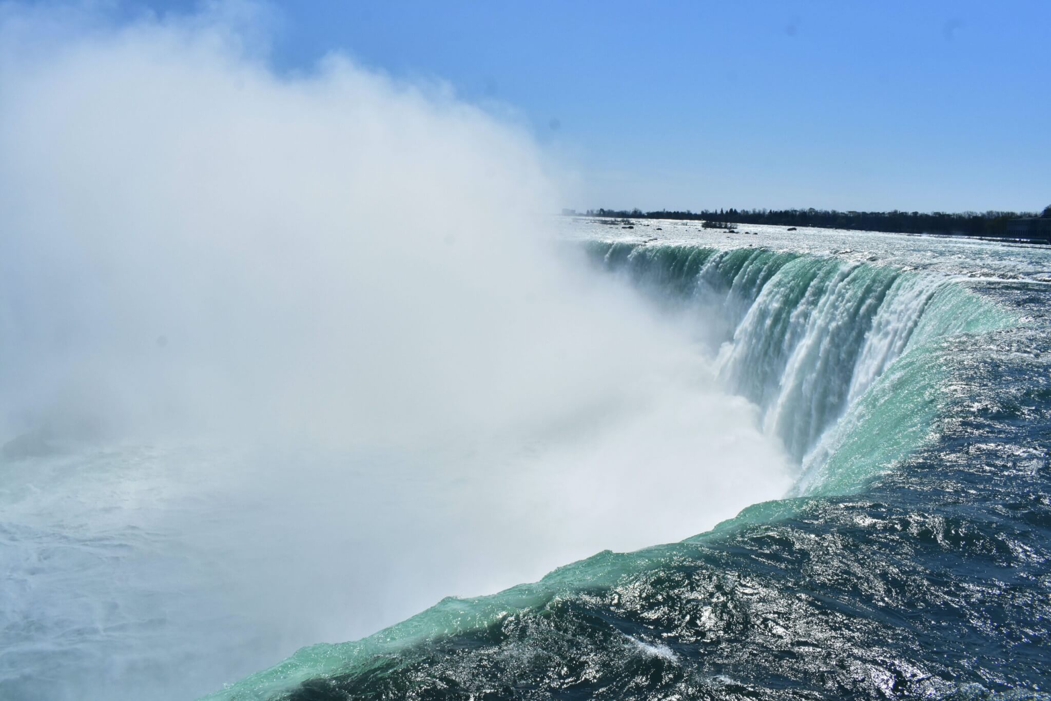 Niagara falls on the border between ontario canada and new york united states