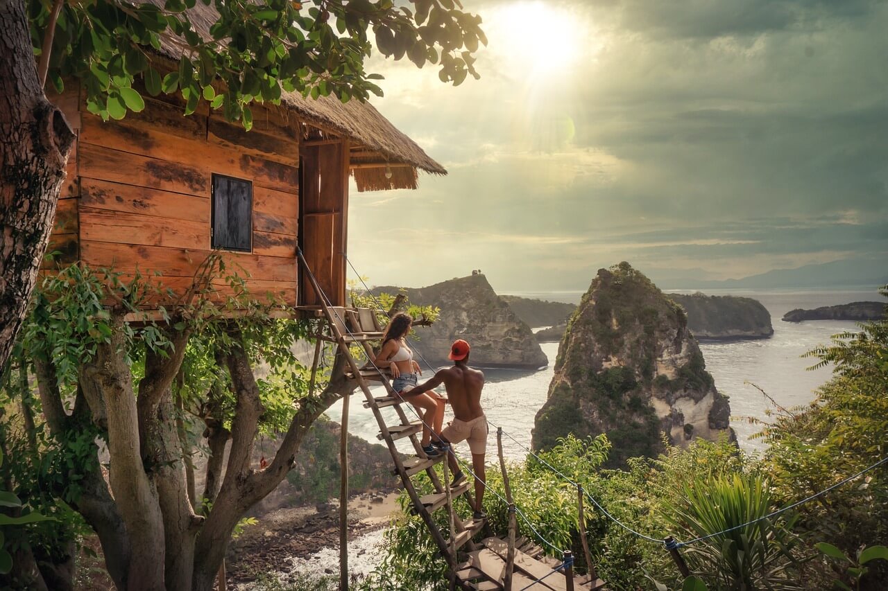 sunset, bali, couple