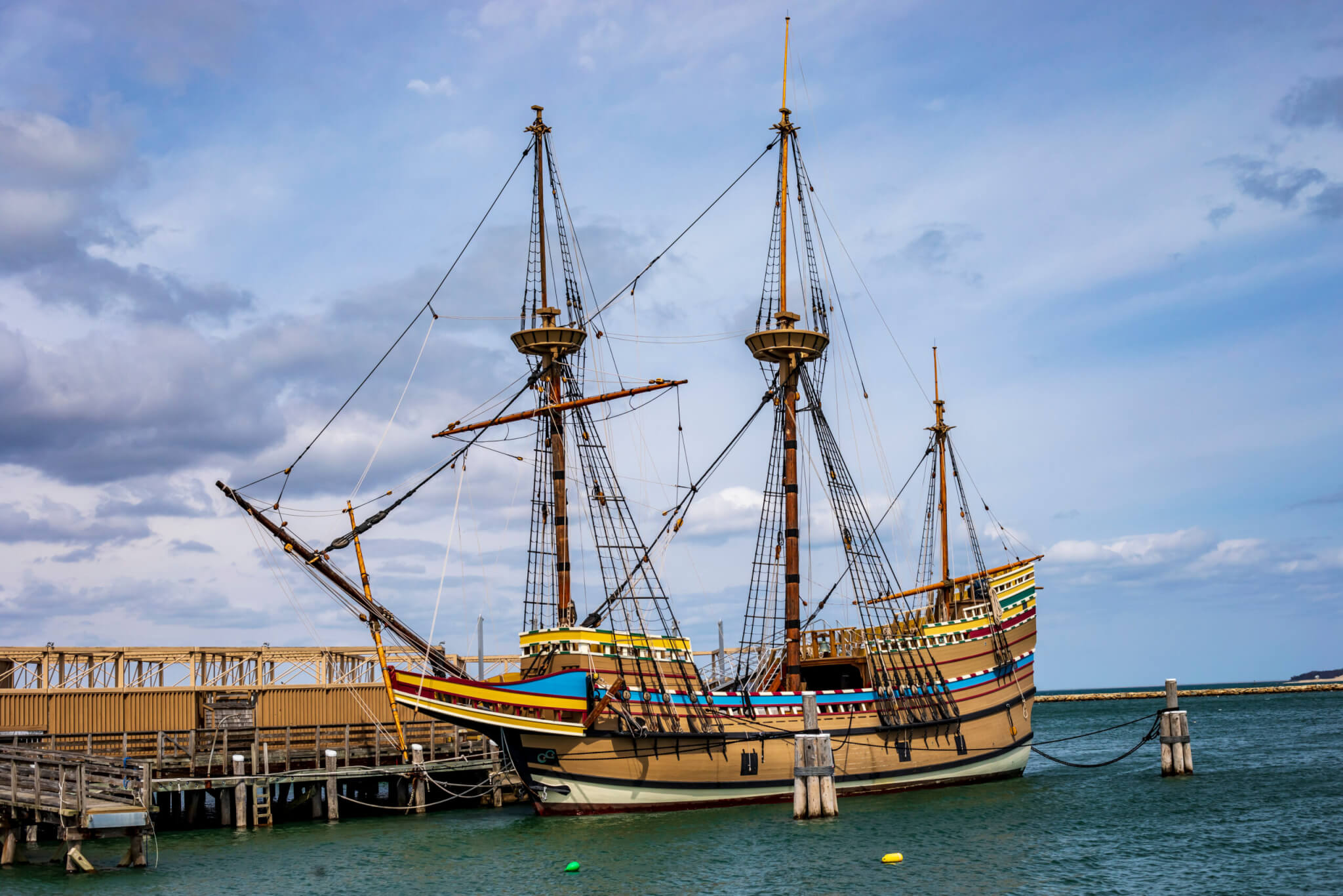 The Mayflower II ship in Plymouth.