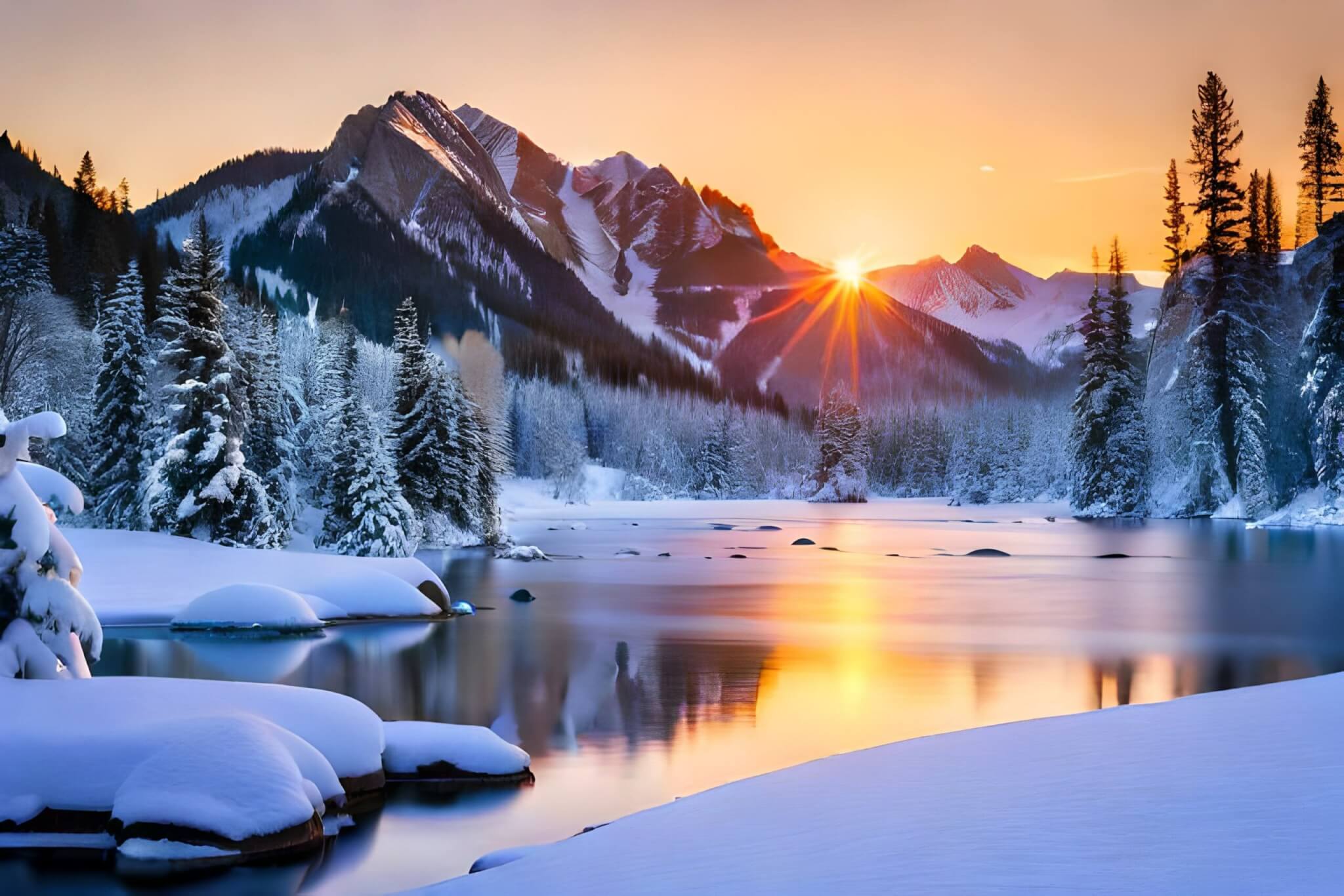 USA, Idaho, Sun Valley, Landscape with Boulder Mountains in winter