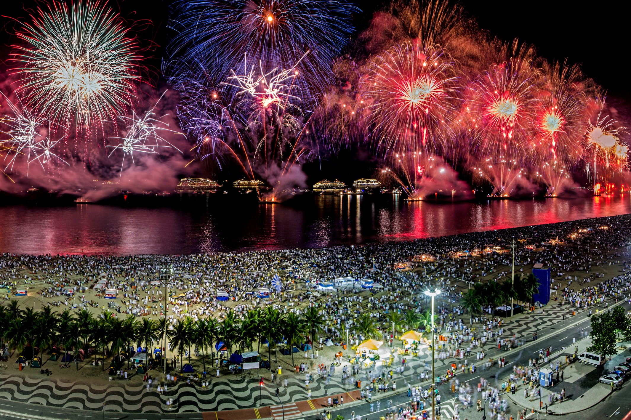 New years eve party, reveillon na praia de Copacabana. Rio de Janeiro
