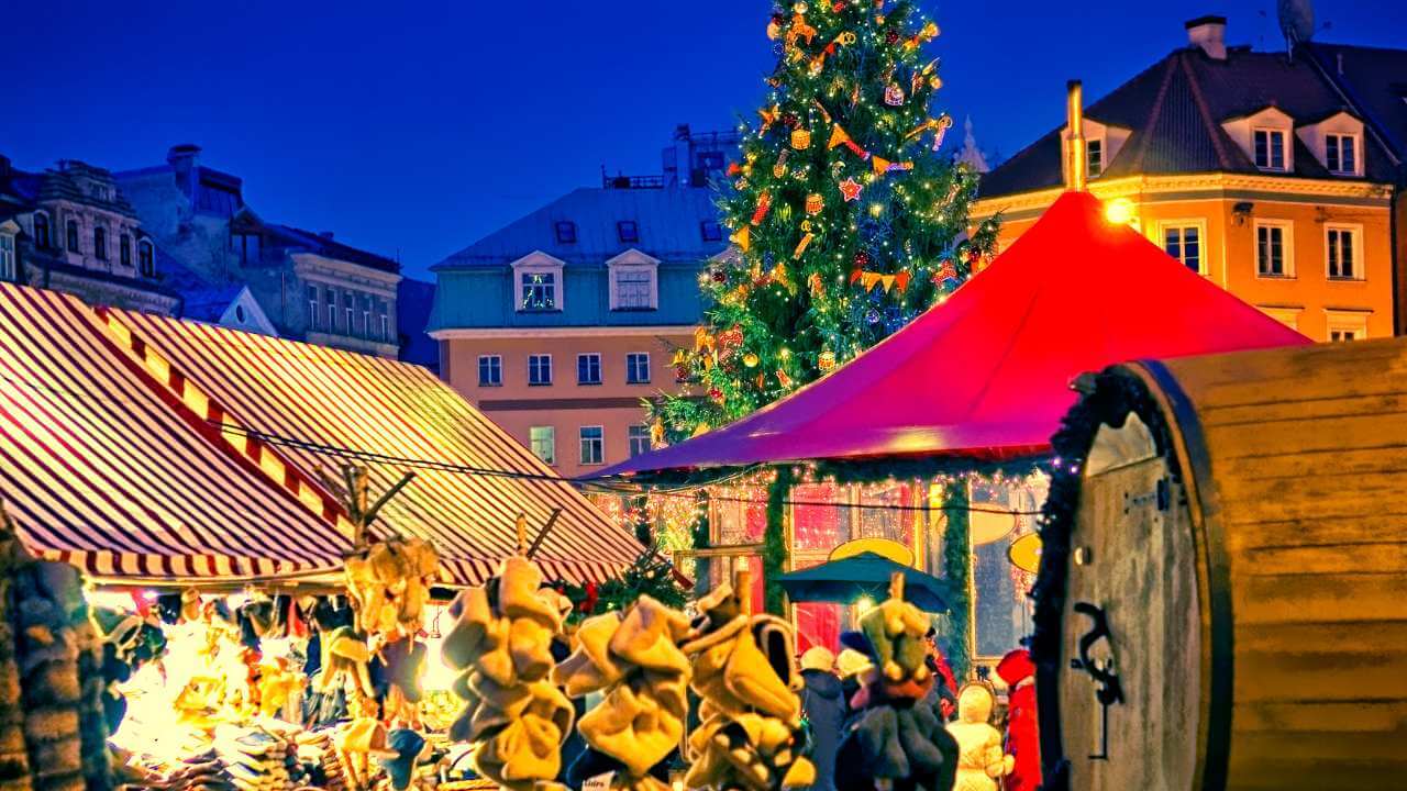 christmas market in old town, prague, czech republic