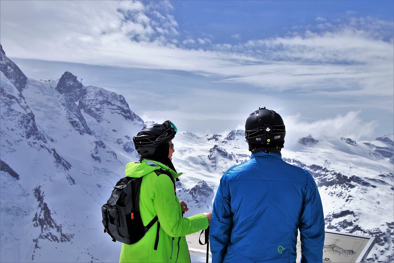 couple, zermatt, snow