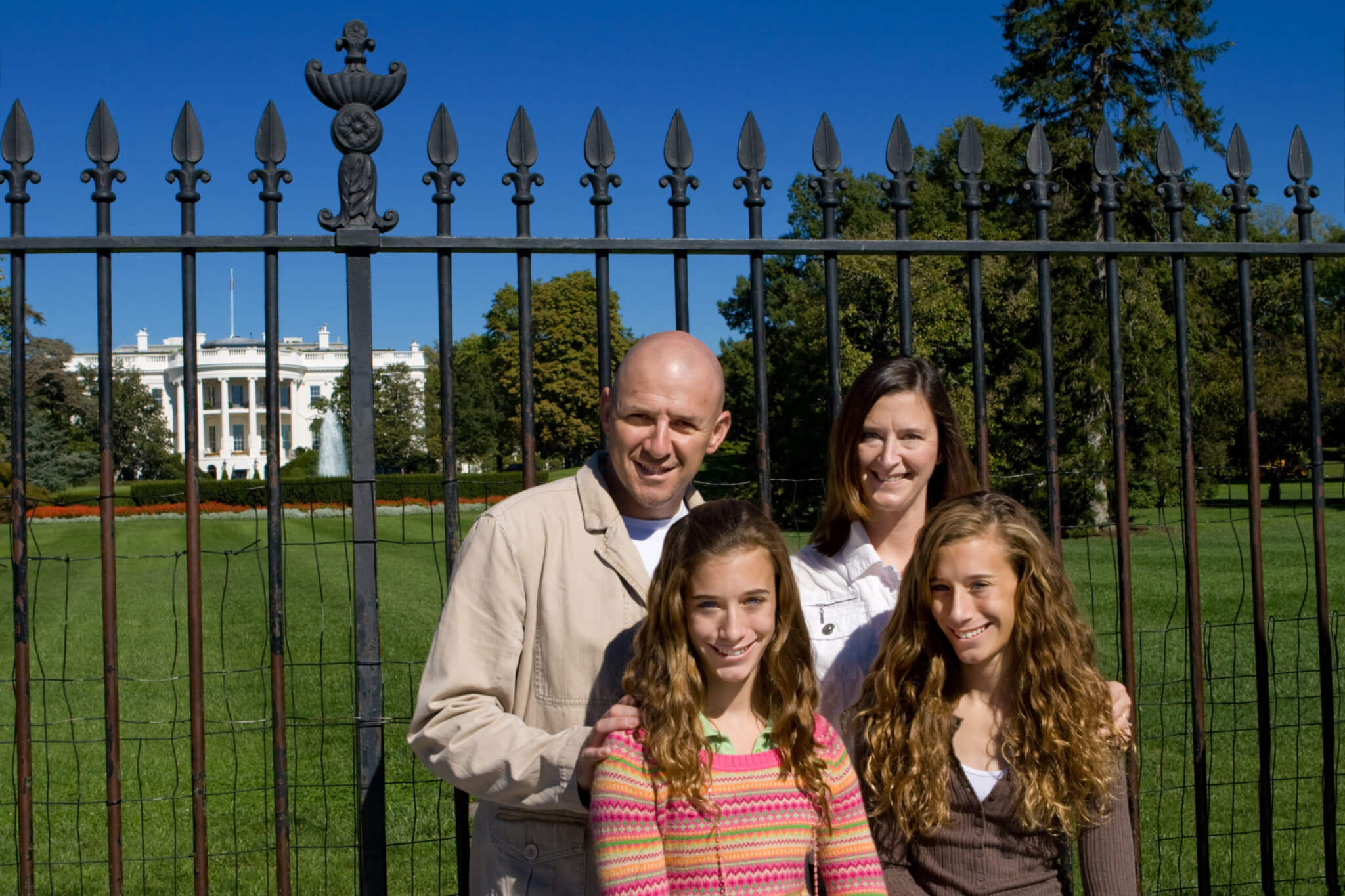 Family Visiting White House Tourists Washington DC
