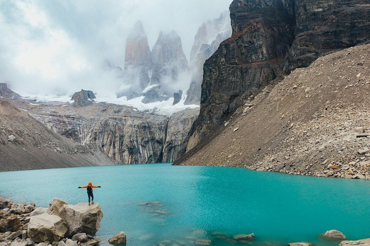 torres del paine, lake, mountains