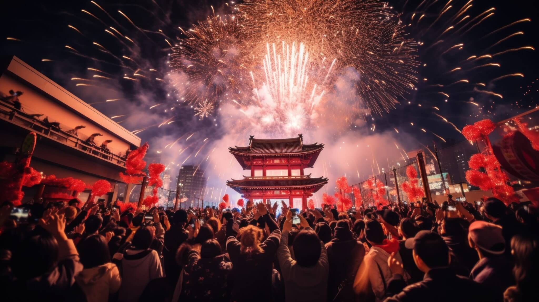 An image of people celebrating the new year in Japan