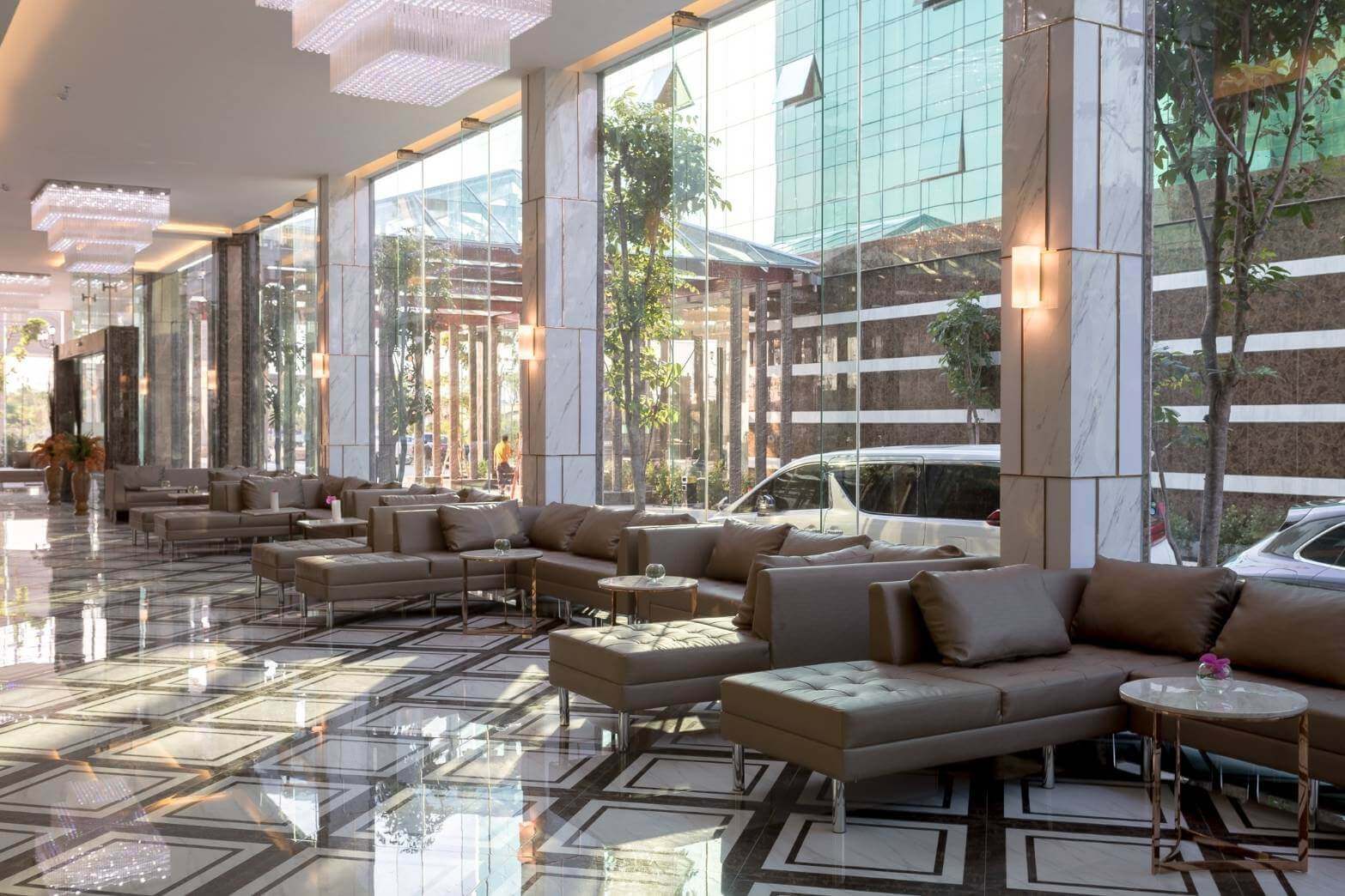 elegant hotel lobby near airport