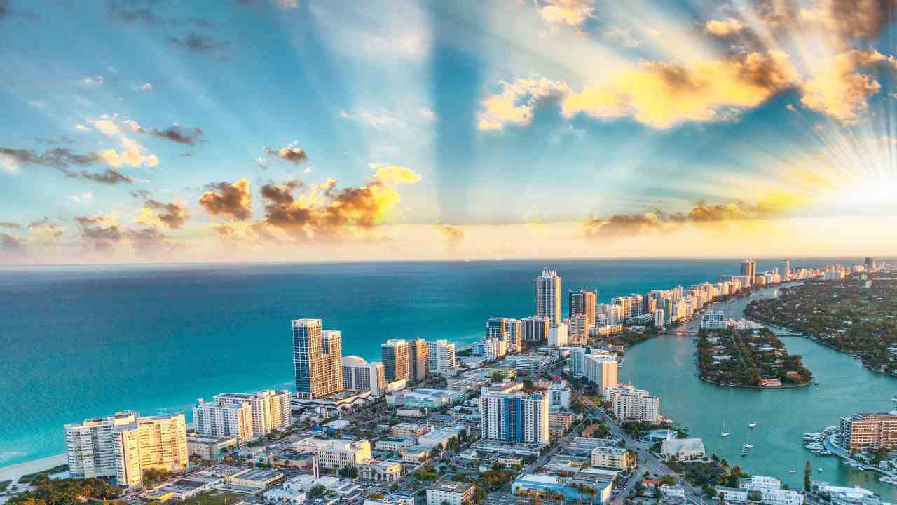 sunrise over miami, florida