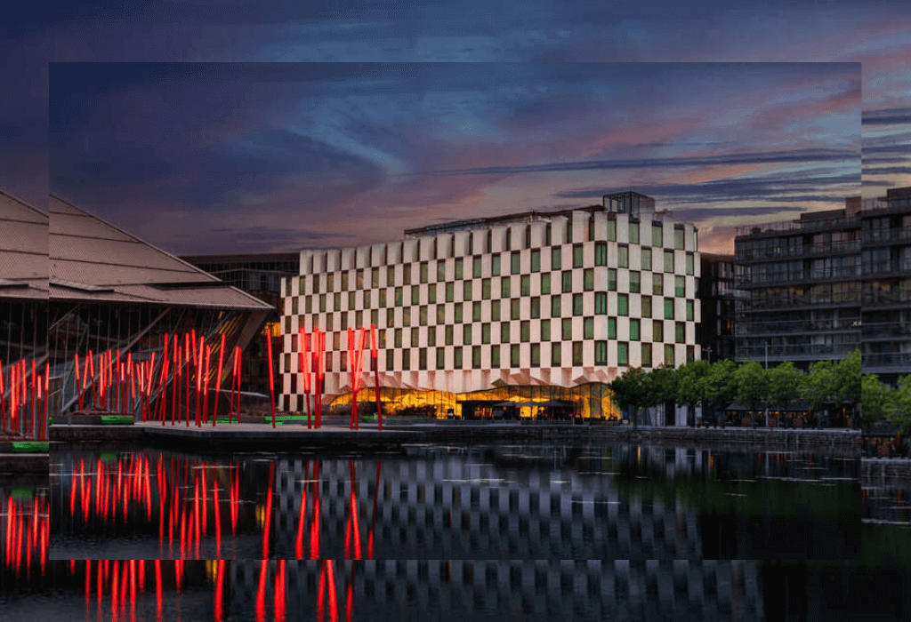 The best hotels in Dublin - The marker hotel at nightime all lit up