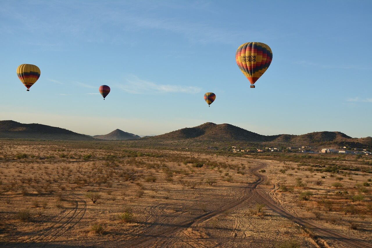 hot air balloons, sunrise, arizona