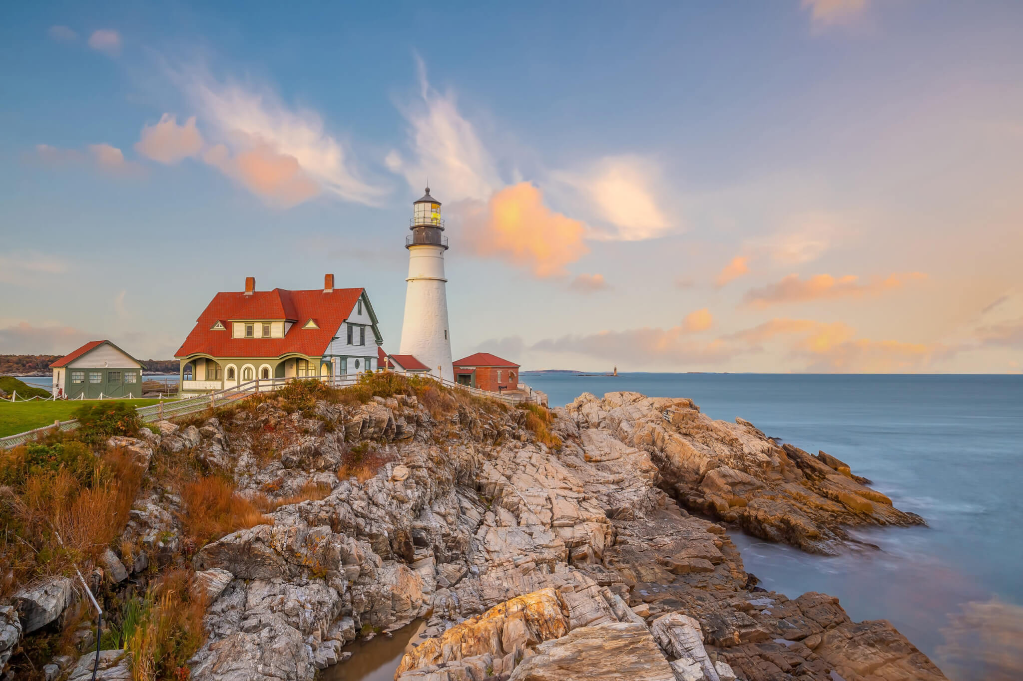 Portland Head Light  in Maine at Sunset