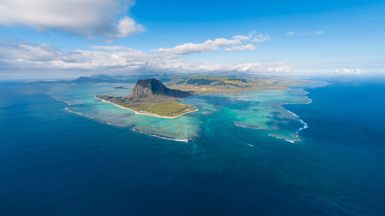 aerial view of mauritius island 