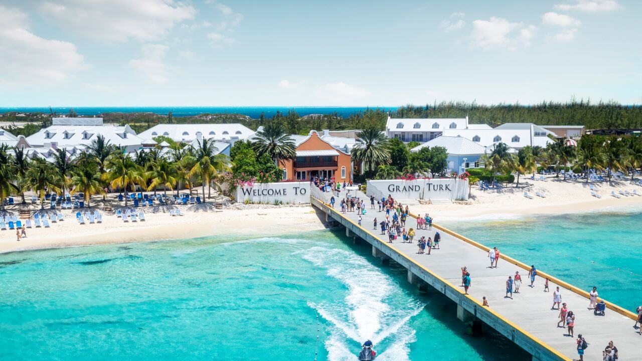the board walk welcoming guest to the grand turk island 