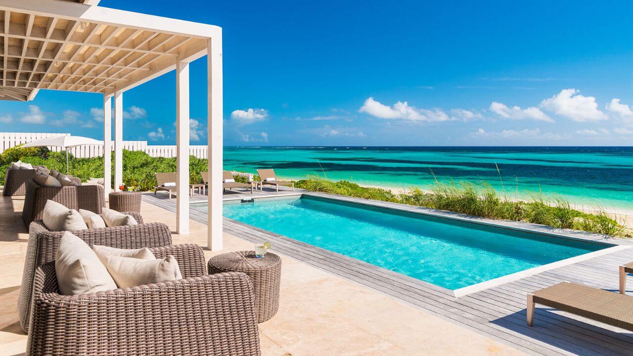 room view at sailrock south caicos with their own pool out their villa door