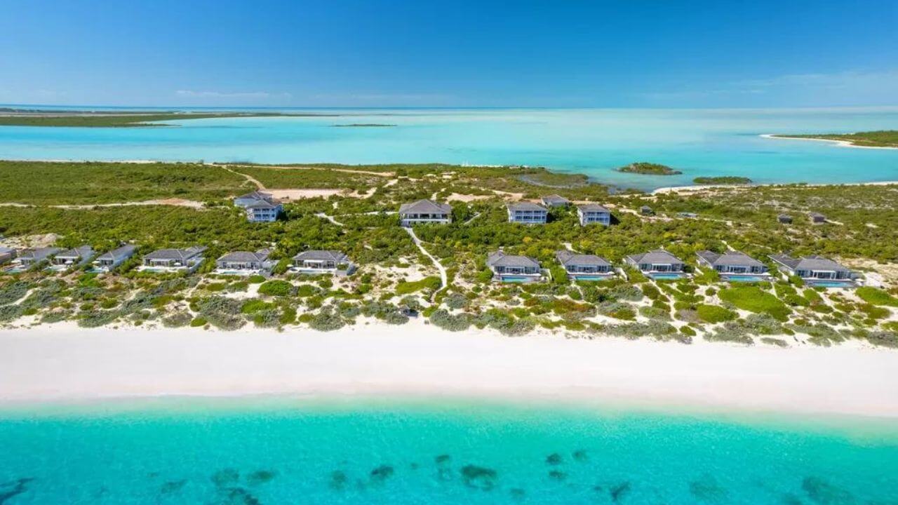aerial view of sailrock and how this resort is on is own private island