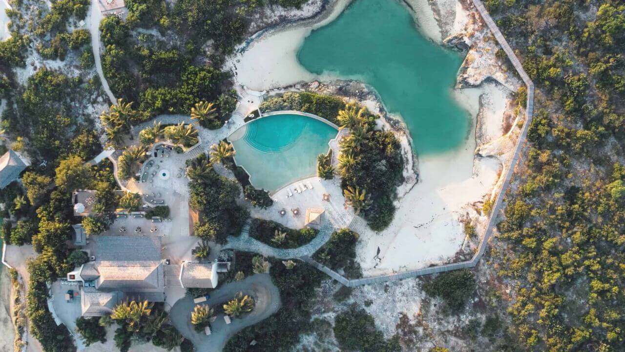 overview of ambergris cay pool and resort