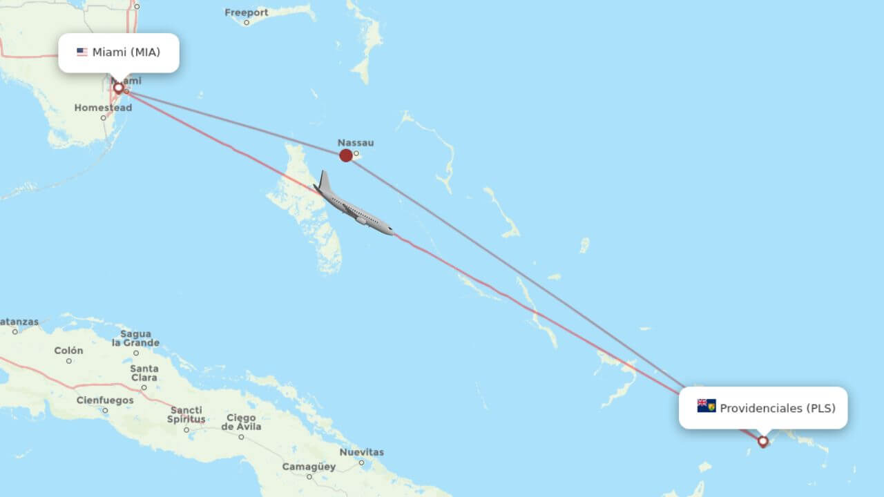 flight route from miami to turks and caicos