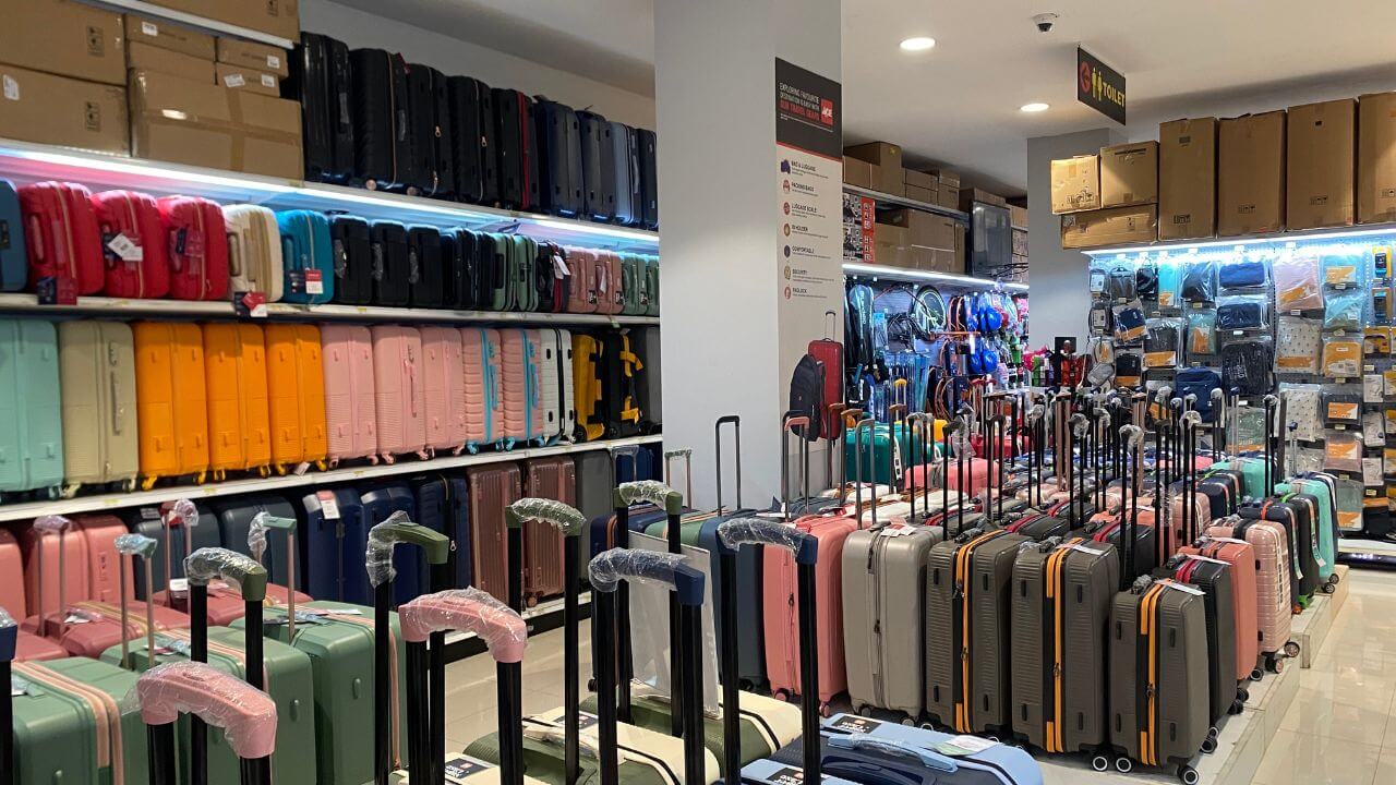 many different size of luggage and luggage accessories