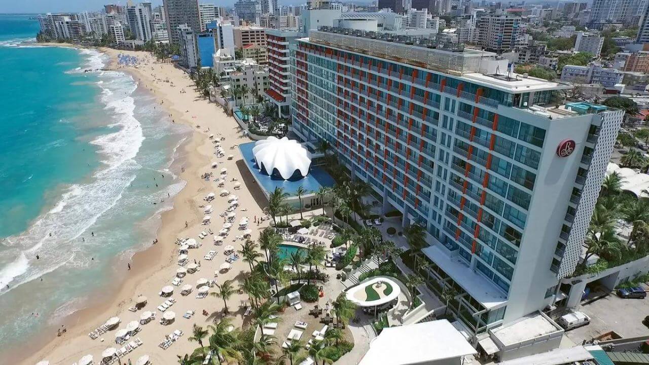 an aerial view of the beach and hotel in puerto vallarta, mexico