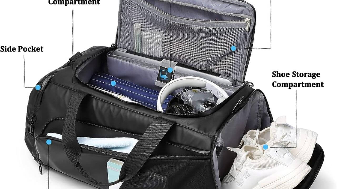 duffle bag with multiple different compartments from amazon