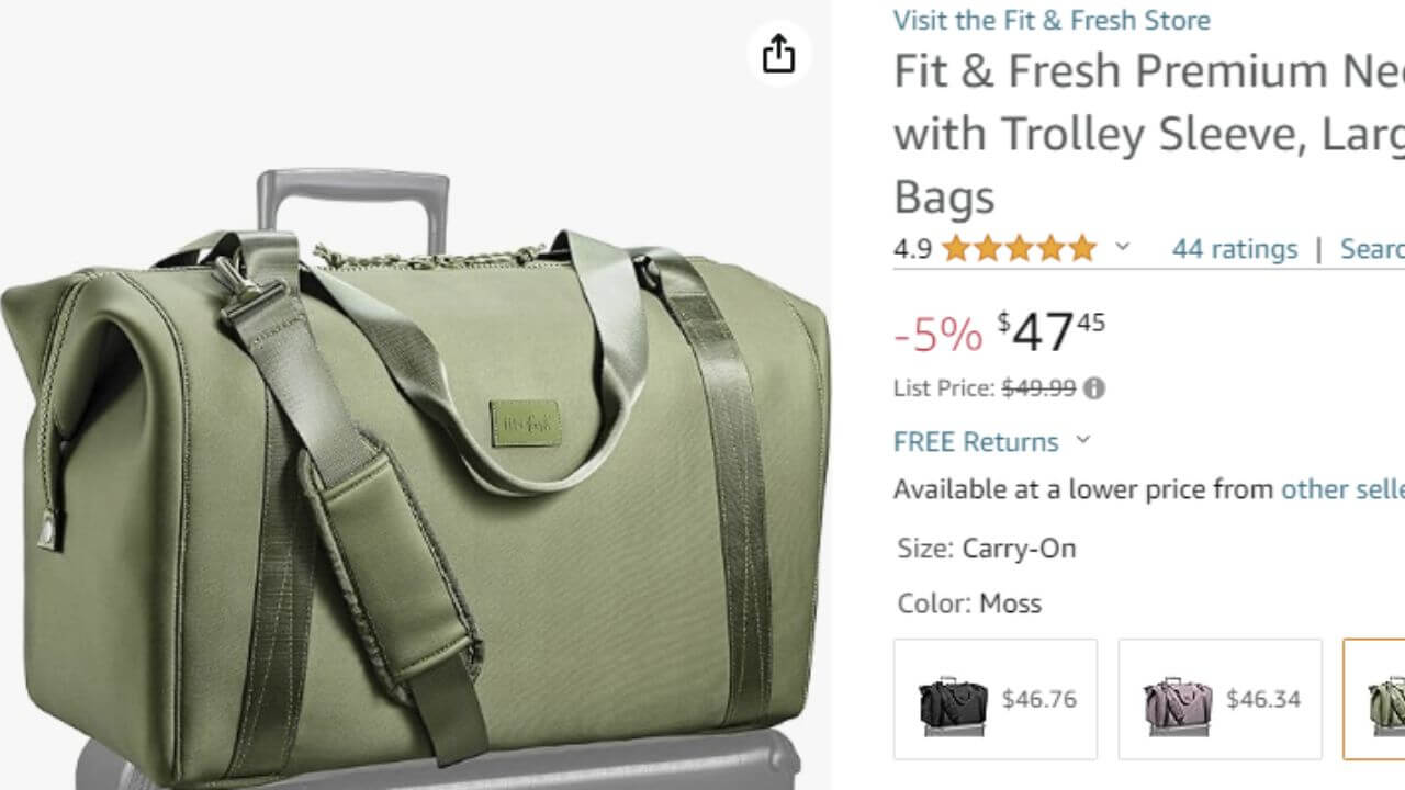 army green weekender bag from amazon that is affordable