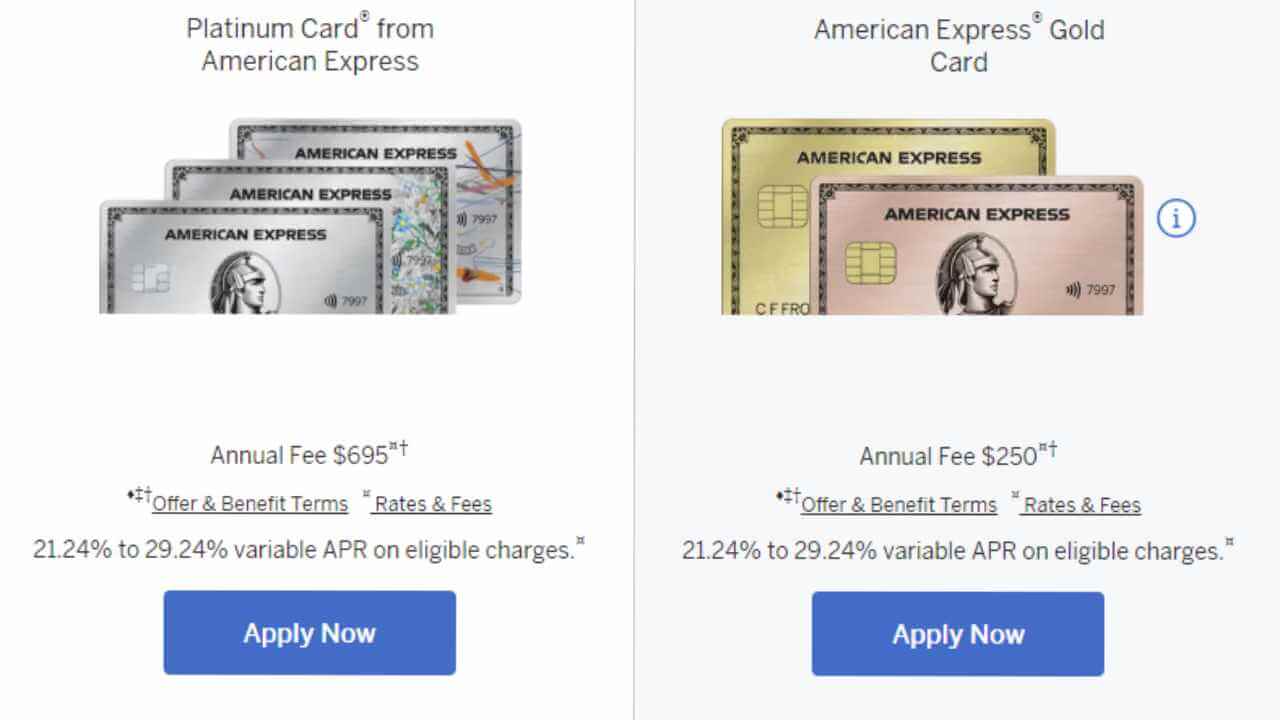differences of annual fees and benefits for amex gold and platinum