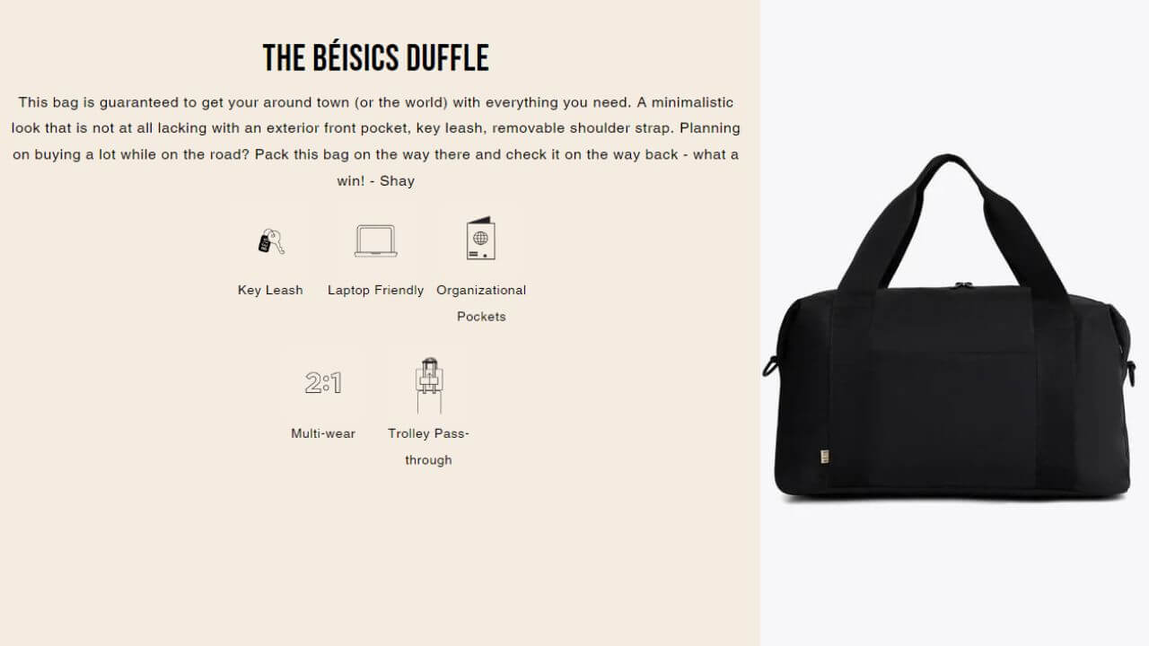 the beis duffle bag