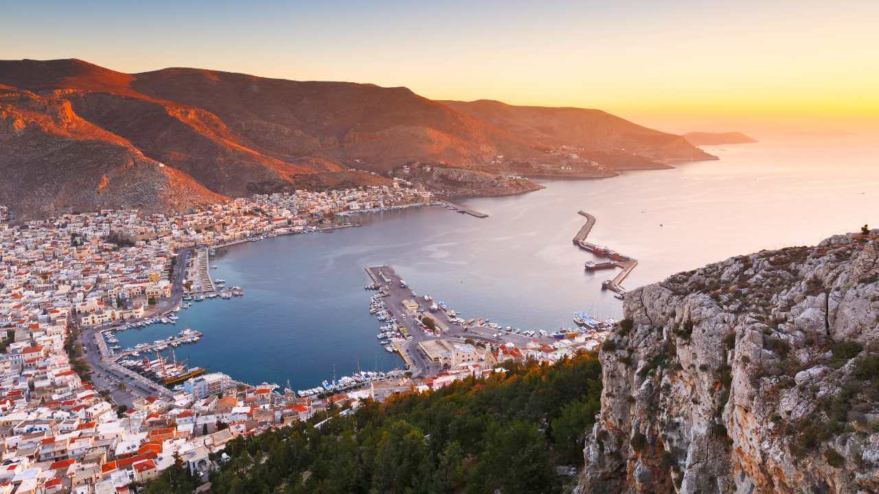 greek island at sunset