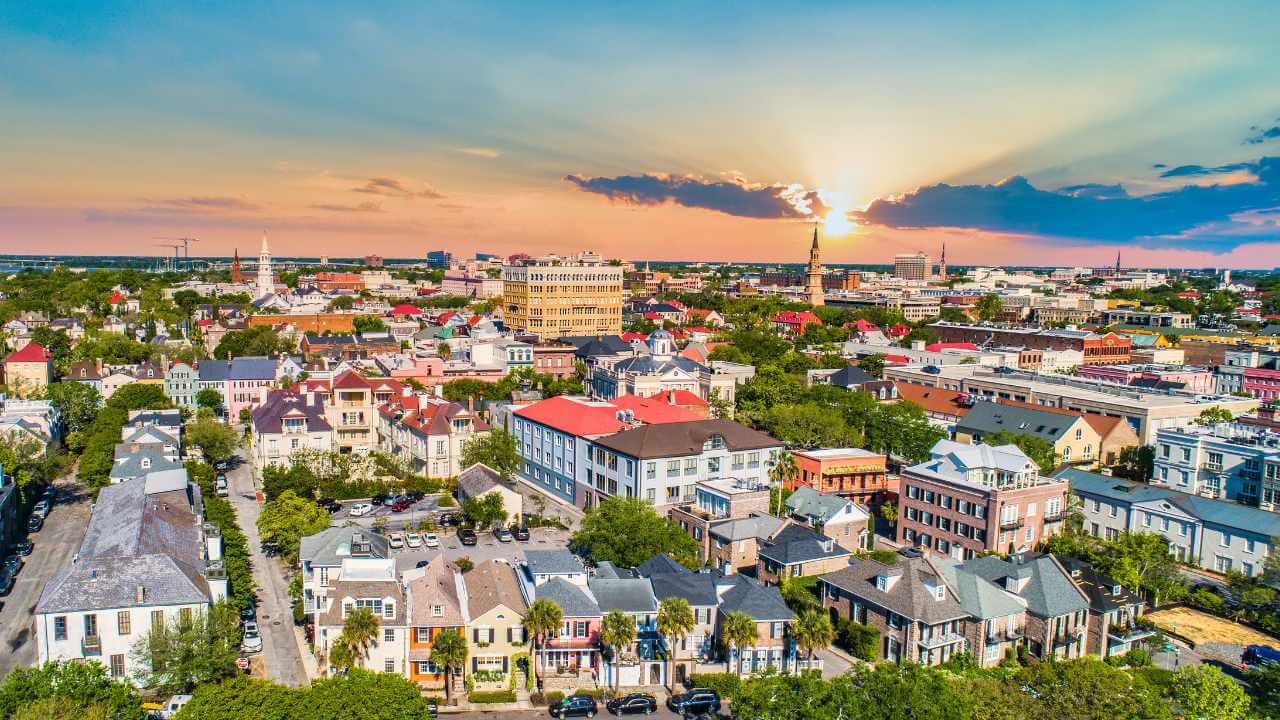 overview of the charleston skyline during the day time