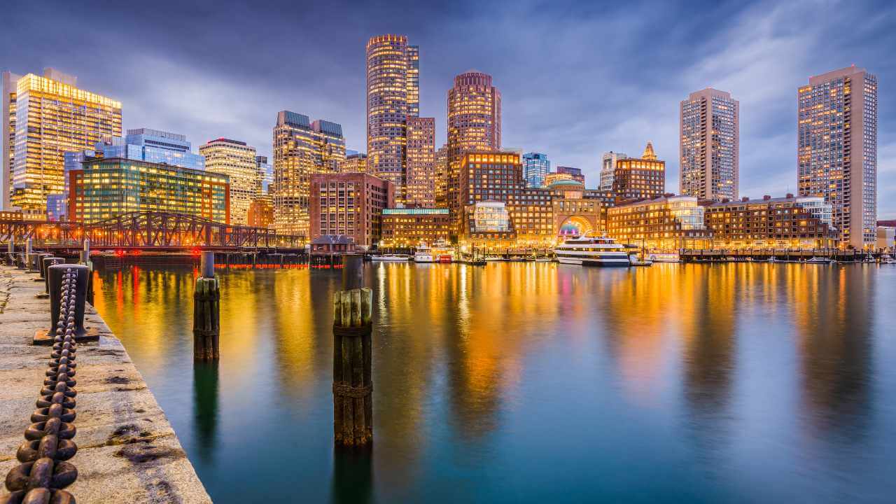 city of boston at night time 