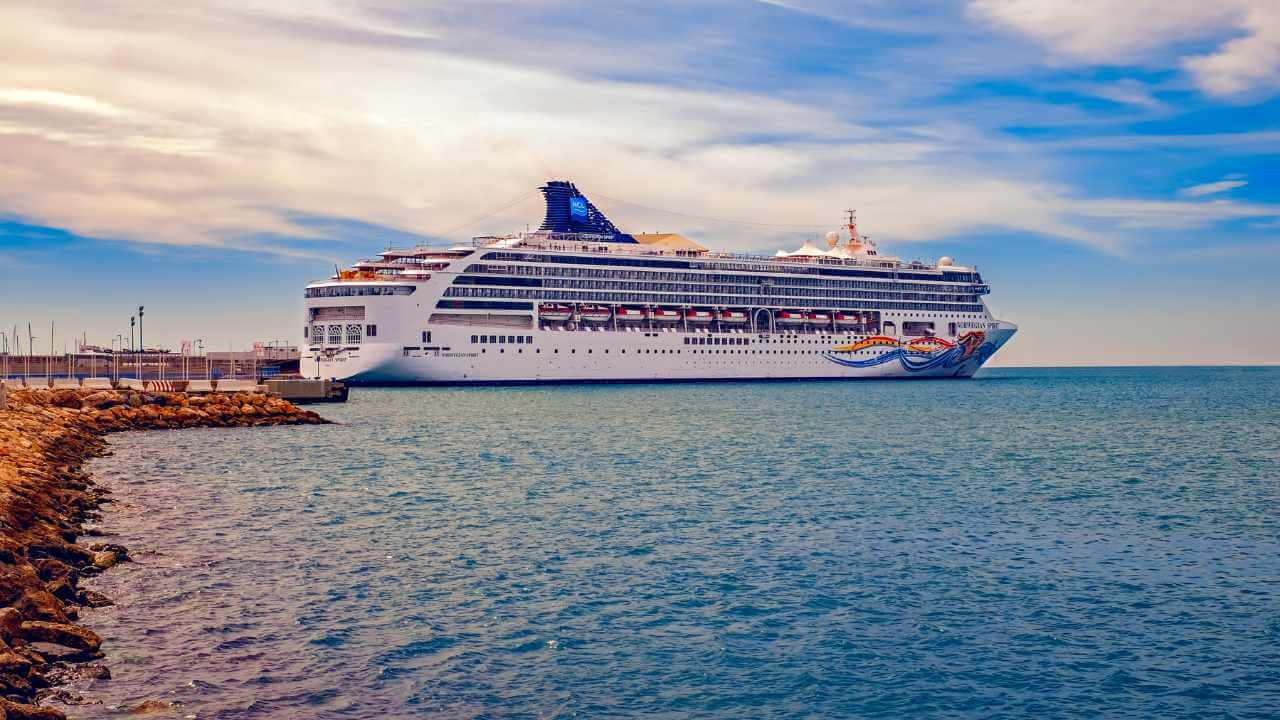 norwegian cruise line ship in the ocean