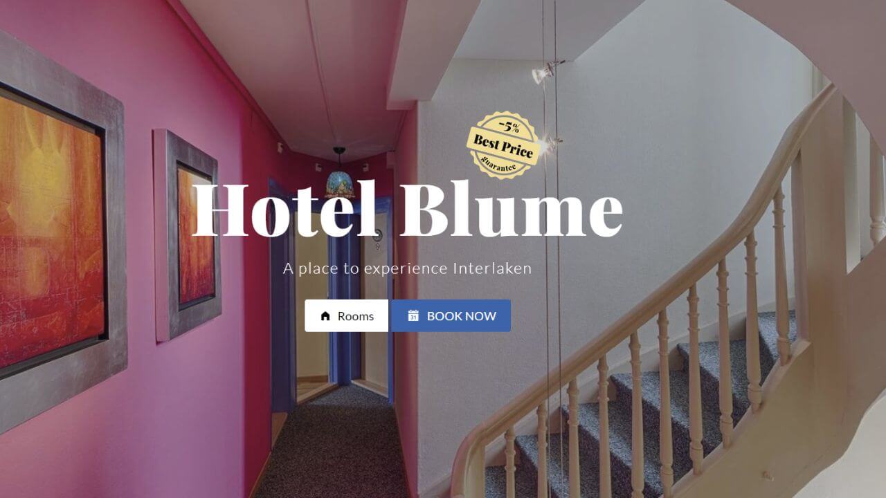 homepage of hotel blume in interlaken