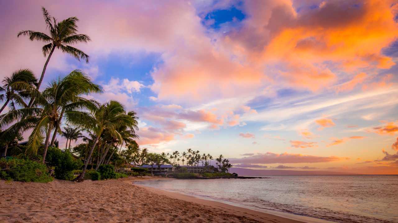 beach at sunset in maui