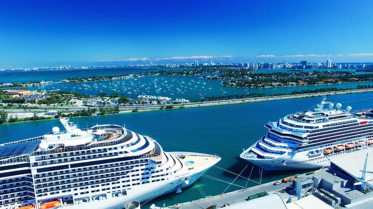 cruise ships docked at port in miami