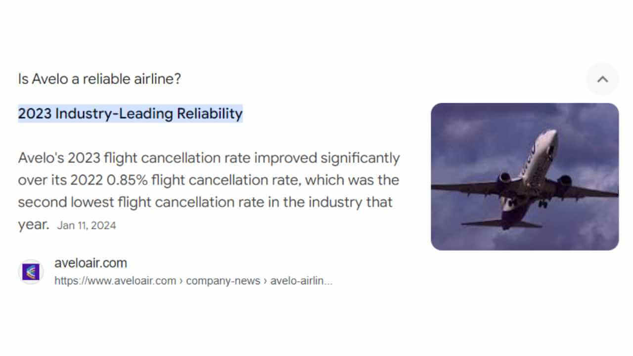 reliablity information for avelo airlines