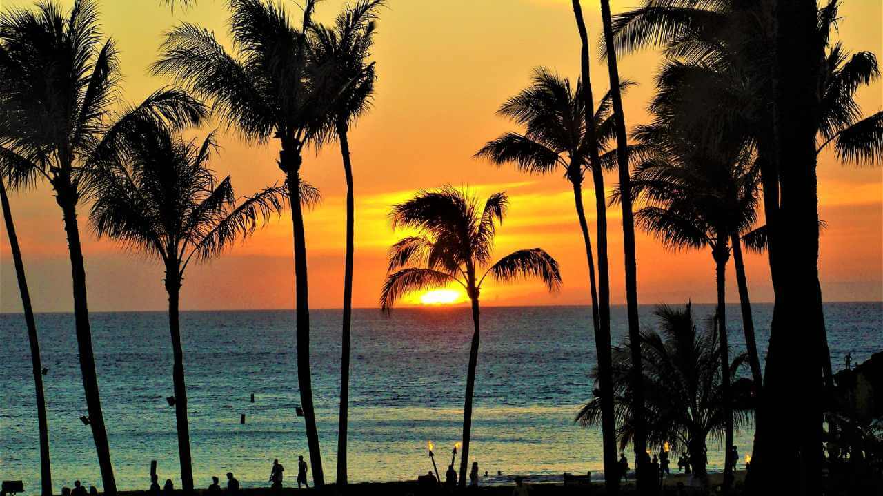 orange sunset above the ocean in hawaii