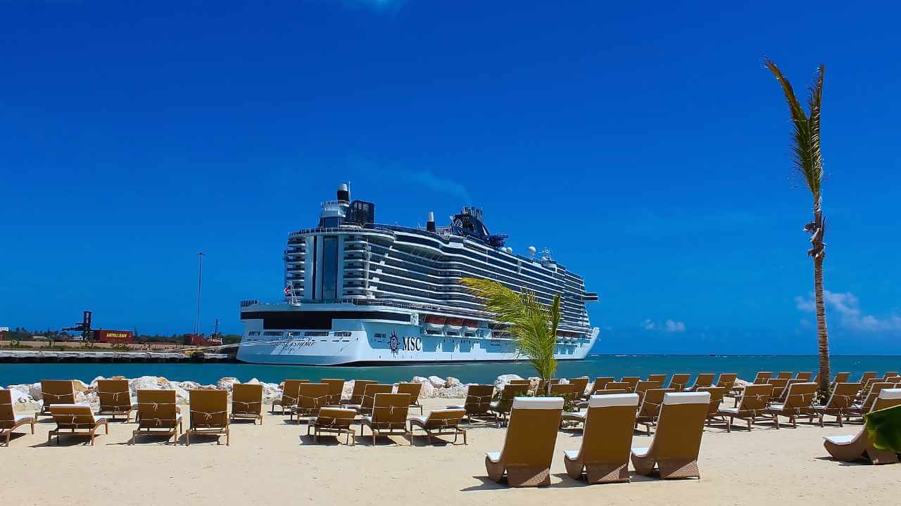 cruise ship getting ready to dock in the dominican republic