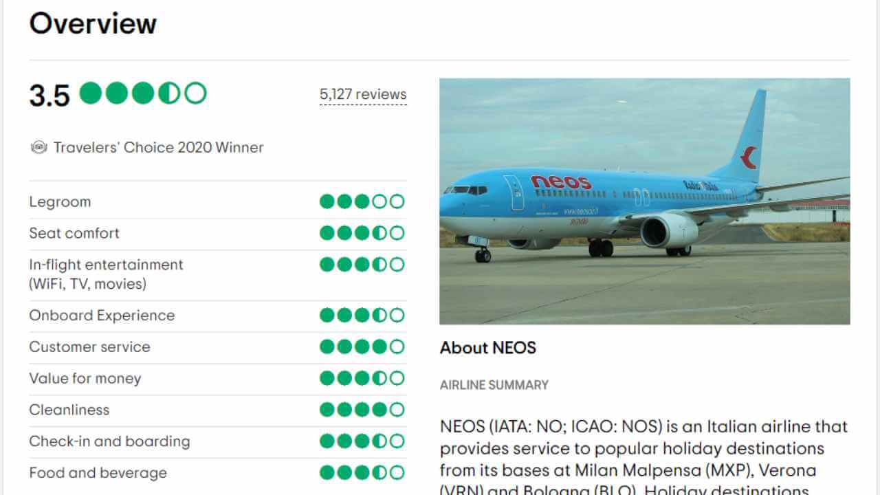 neos airline reviews on trip advisor